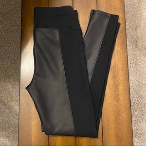 Faux leather leggings.